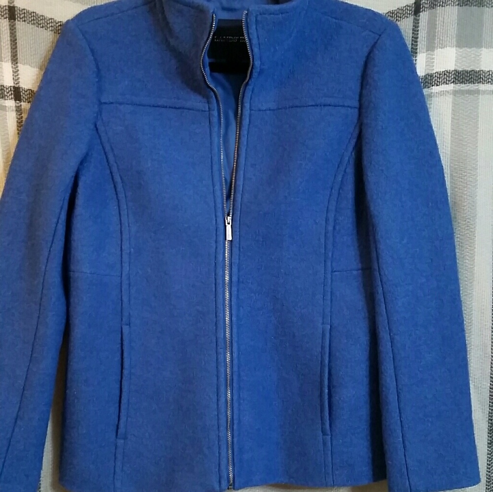 Lands end blue wool coat